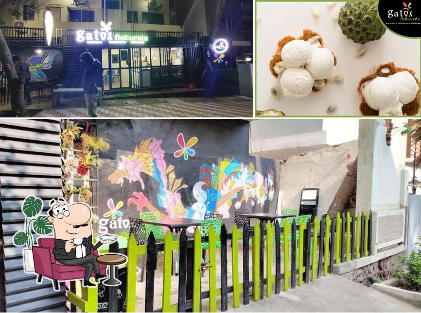 Take a seat at one of the tables at Gatox Naturals