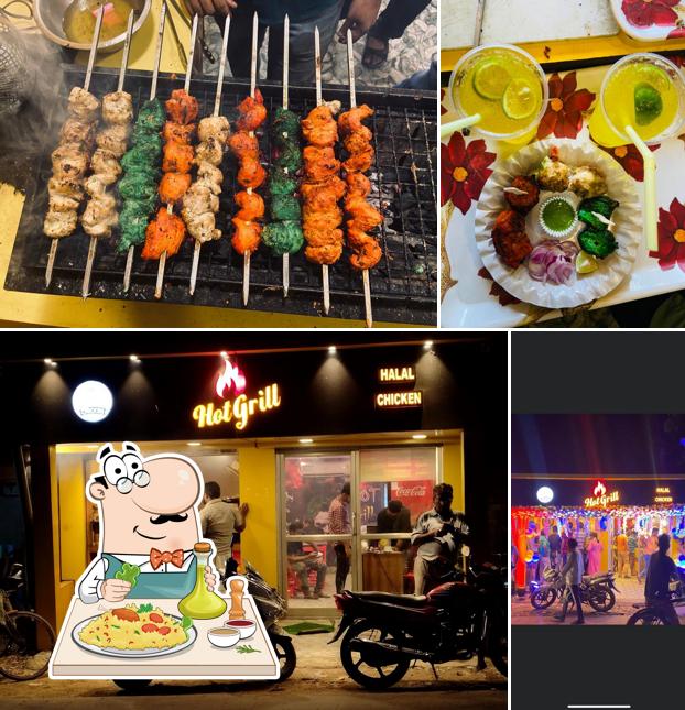 Among different things one can find food and exterior at HOT GRILL