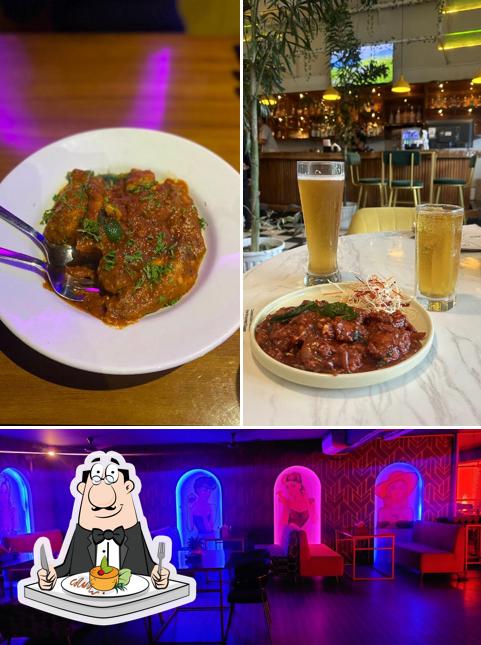 Take a look at the image depicting food and interior at 90 ML