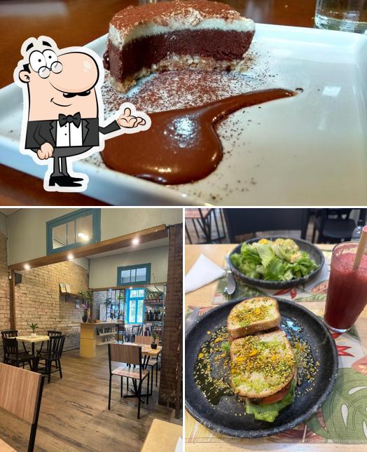 Confira a imagem apresentando interior e comida no Raw Porto Alegre