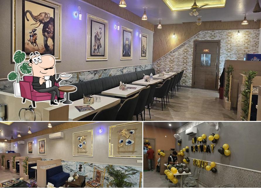 The restaurant's interior and food