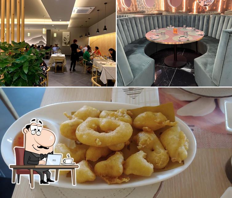 La interni e cibo del ristorante