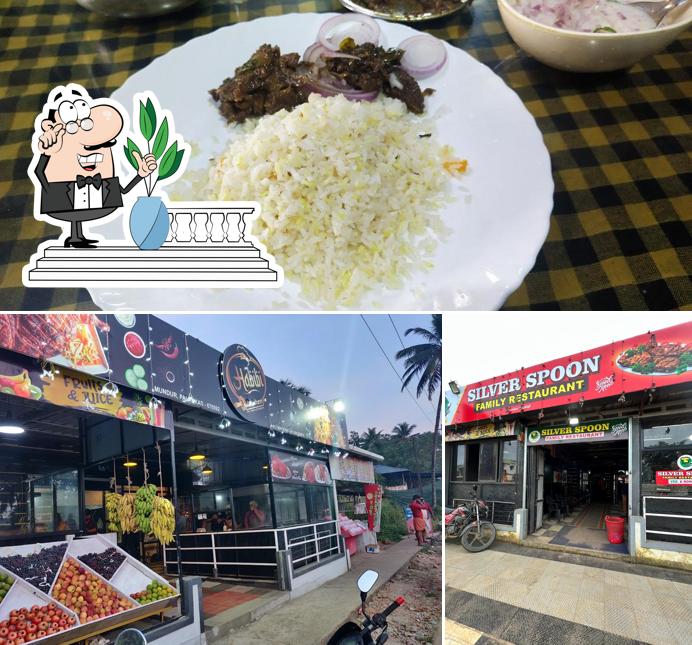 Check out the image displaying exterior and food at silver spoon