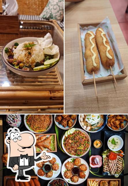 The restaurant's interior and food