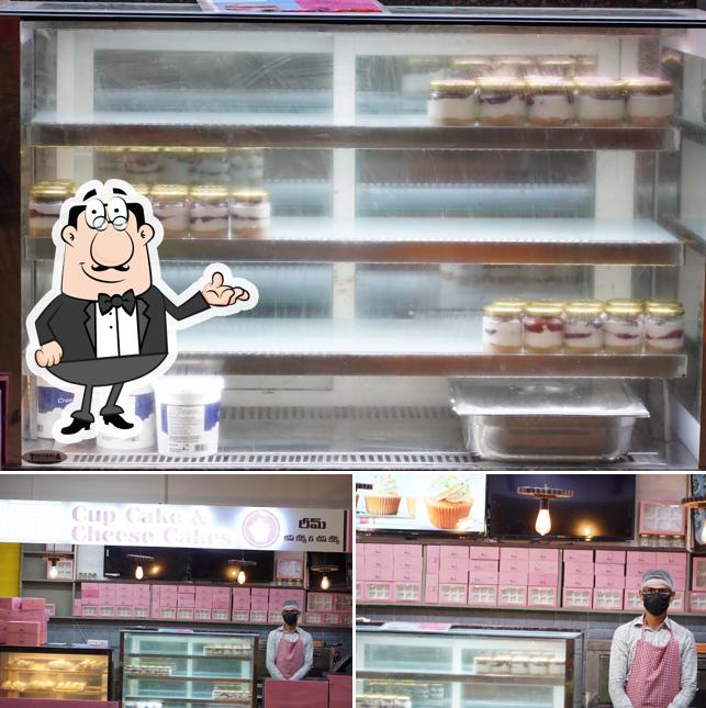 Take a seat at one of the tables at Reem cup cake & cheese cakes