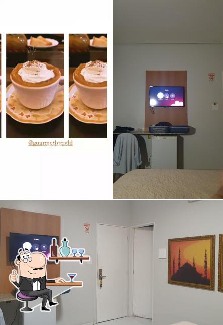 Esta é a foto apresentando interior e bebida no Gourmet Bread Cafeteria e Restaurante Chef Luiz