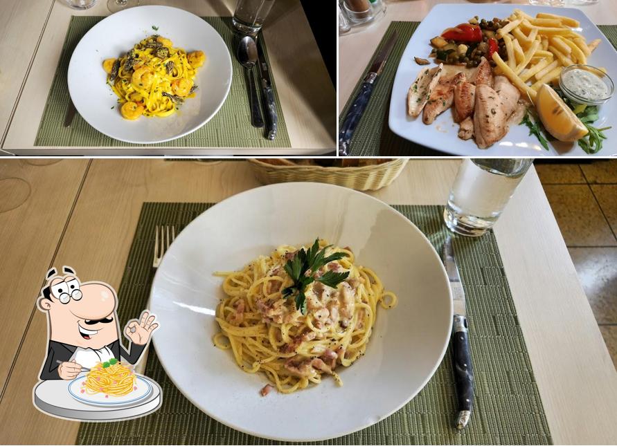 Spaghetti alla carbonara al Pizzeria Restaurant Buffet de la gare Vallorbe