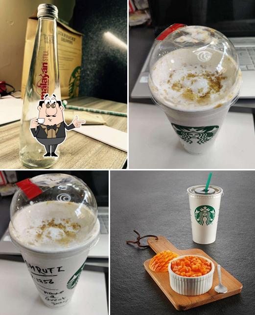 Enjoy a beverage at Starbucks