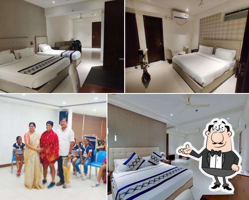 Take a seat at one of the tables at Manasa Inn