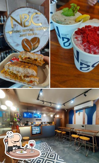 Take a look at the picture depicting food and interior at Nothing before coffee
