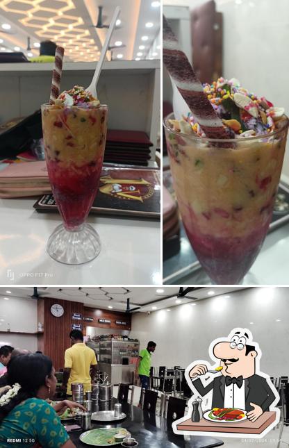 Take a look at the image displaying food and interior at Hotel Lakshmi villas pure veg