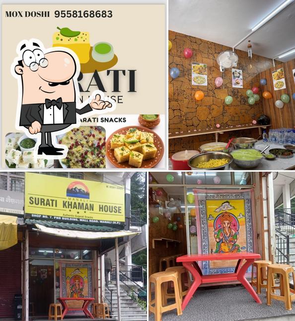 This is the image showing interior and food at Surati Khaman House