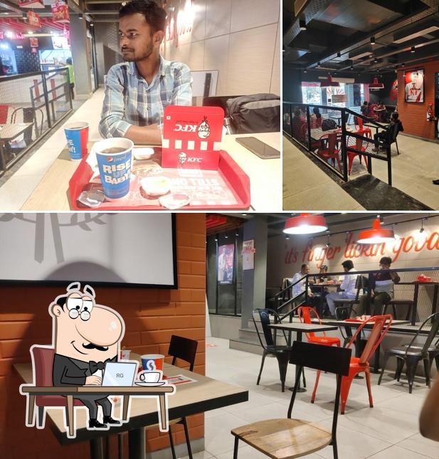 Take a seat at one of the tables at KFC