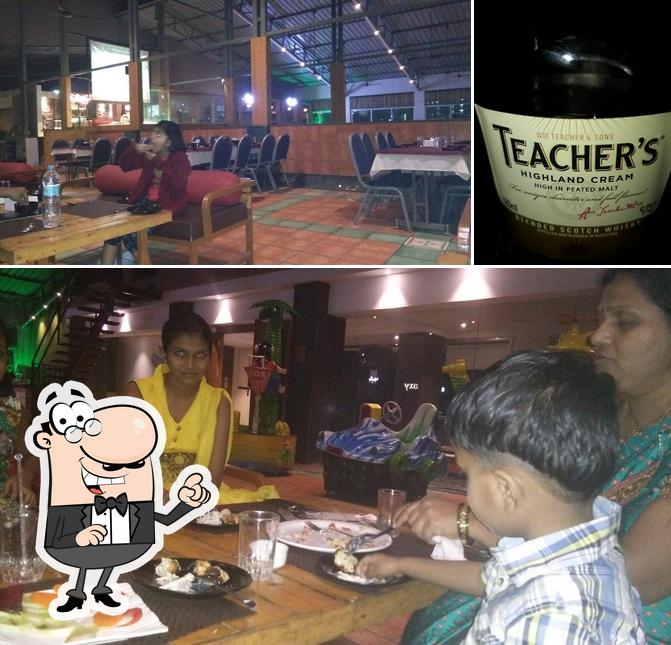 The restaurant's interior and alcohol