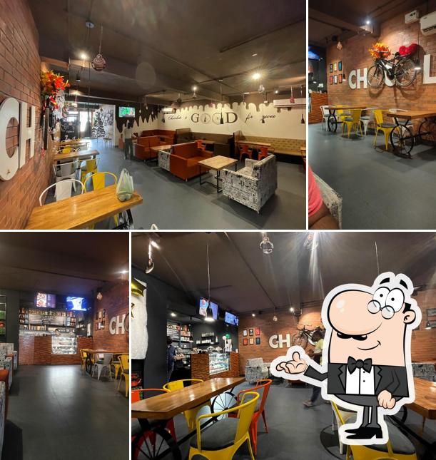 Take a seat at one of the tables at The Chocolate room