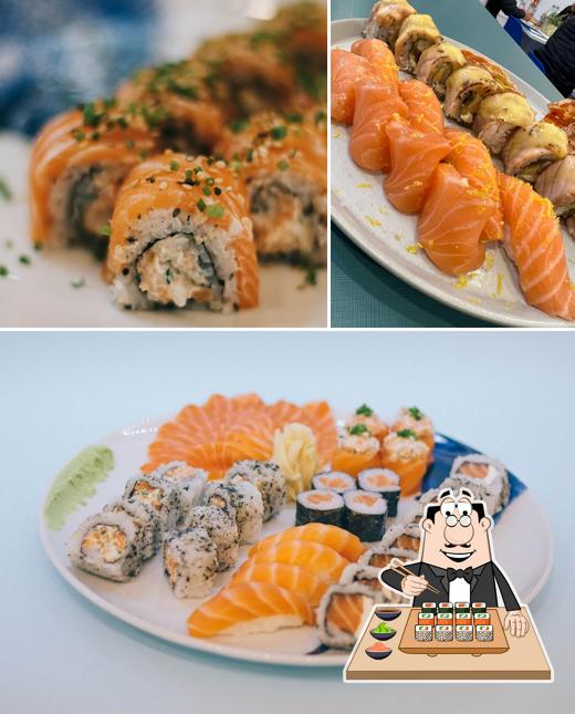 Rolos de sushi são oferecidos por Fresh Salmon Co