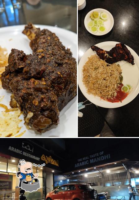 Take a look at the picture depicting food and exterior at Al Zaad restaurant