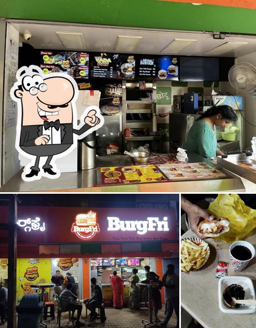 The restaurant's interior and food