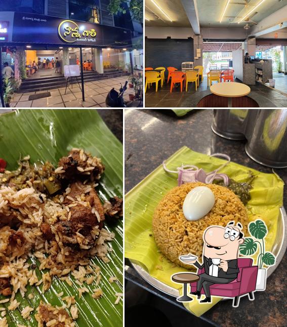 The restaurant's interior and food