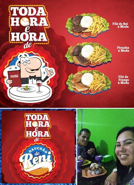 Esta é a imagem mostrando comida e interior a Gauchao do Reni - Vila Isa