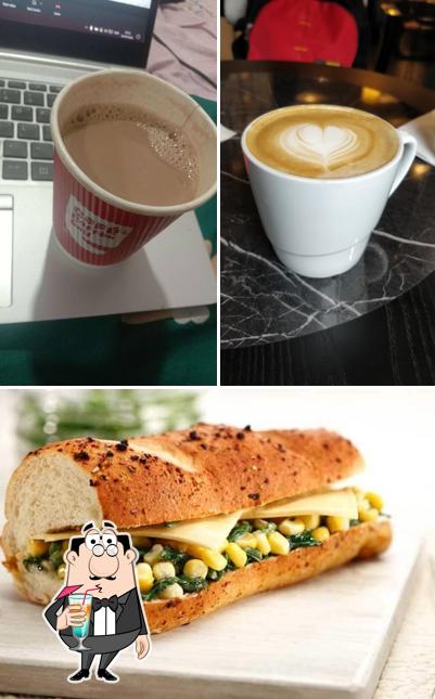 This is the photo depicting drink and food at Café Coffee Day
