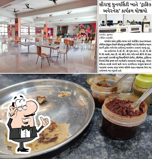 This is the photo depicting interior and food at Saurashtra University Canteen