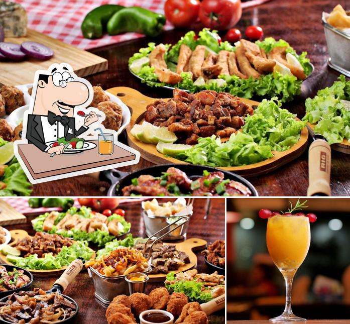 Confira a ilustração apresentando comida e bebida a Donna Bella Pizzaria