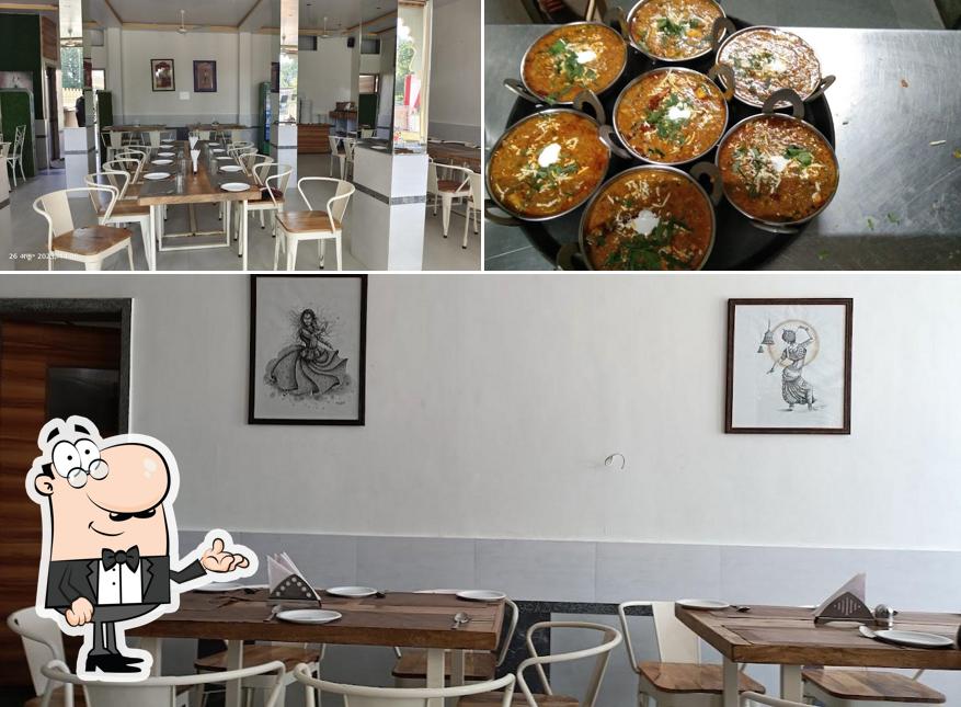 The restaurant's interior and food