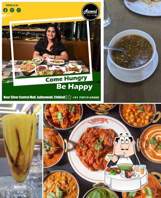 Hot and sour soup at Aaswad pure veg restaurant
