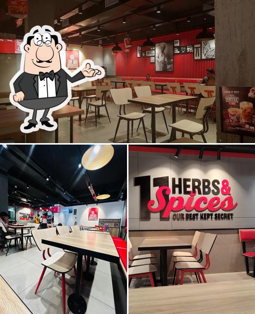 Take a seat at one of the tables at KFC