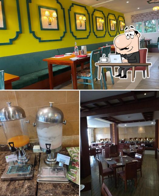 Take a look at the picture displaying interior and beverage at Café Blu
