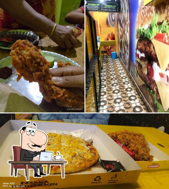 Take a look at the image depicting interior and food at HFC Ankurhati