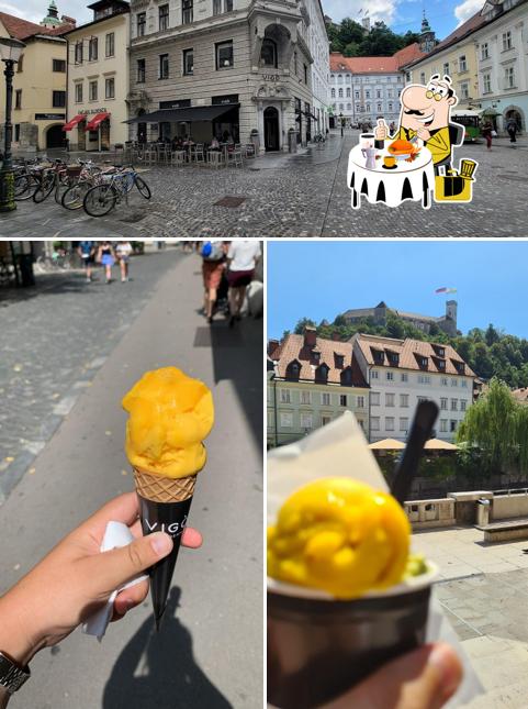 Tra le diverse cose da VIGÒ Sorbetto si possono trovare la cibo e esterno