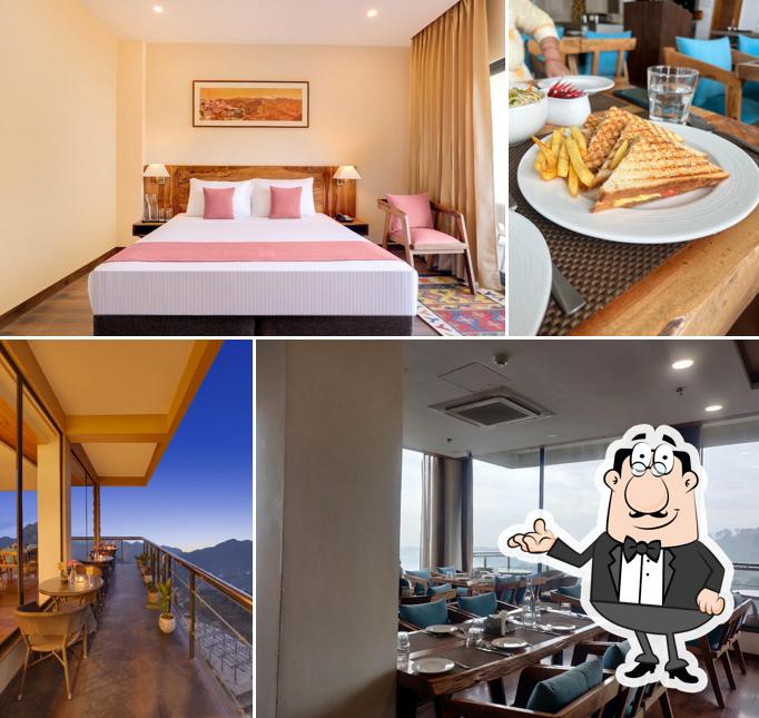 Take a seat at one of the tables at Lemon Tree Hotel, Kasauli