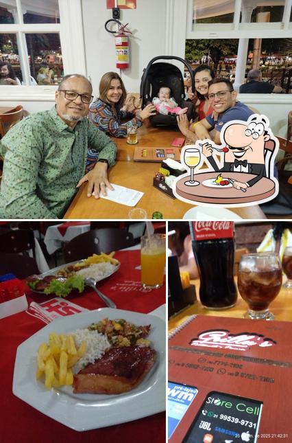 Esta é a ilustração mostrando comida e interior no Grillus - Pizzaria e Restaurante em Sete Lagoas