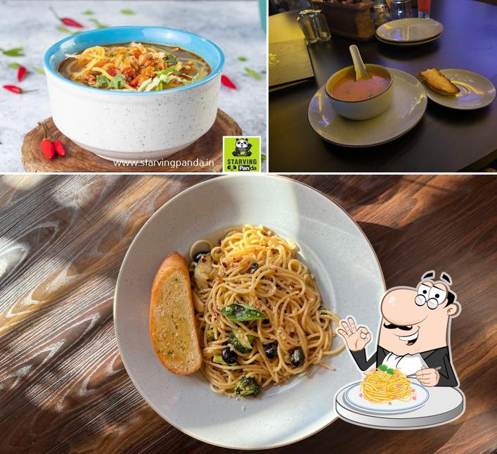 Spaghetti carbonara at Starving Panda Bistro