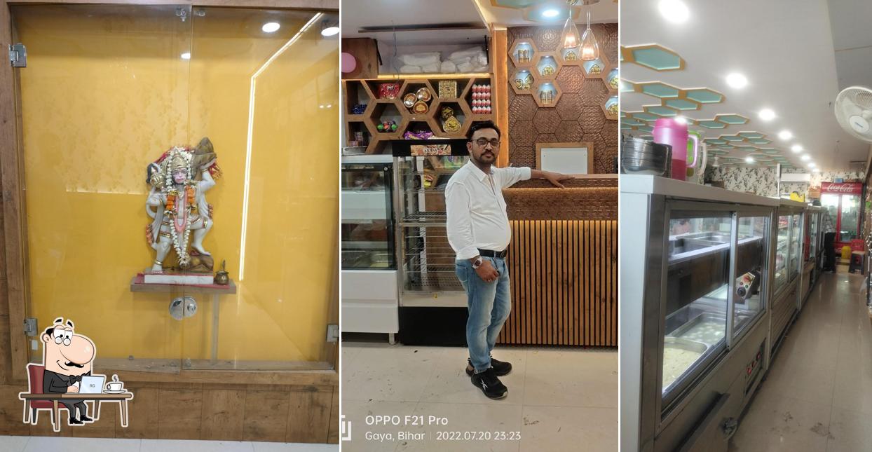 The interior of Mahalaxmi Sweets & Pure Veg Restaurant