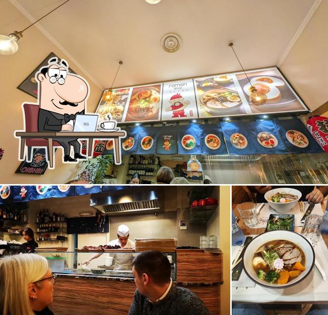 Dai un'occhiata agli interni di Ramen shop