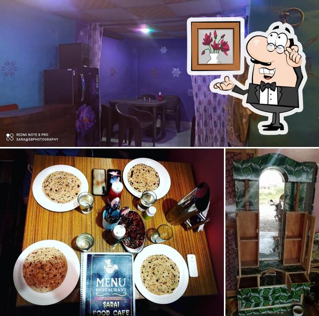 This is the picture showing interior and food at Sarai Food Cafe