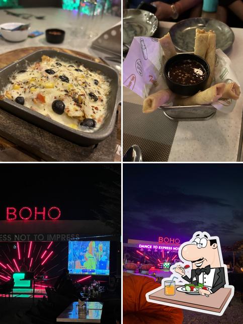 This is the picture displaying food and interior at Boho by Olivia