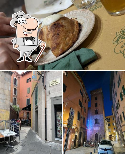 La esterno e cibo del ristorante