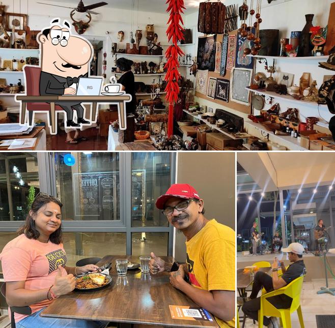 Take a seat at one of the tables at Malaya Handicrafts & Cafe