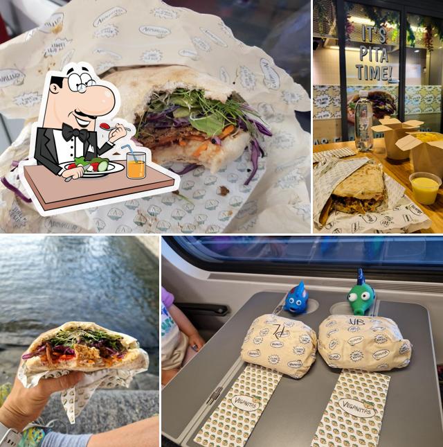 Panino con maiale stirato al Veganitas, Vegan Pitas - Luzern SBB
