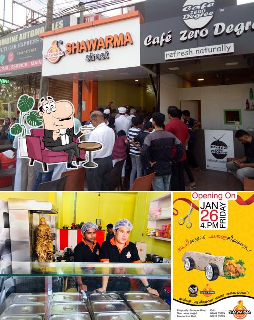 Among different things one can find interior and food at Shawarma Street