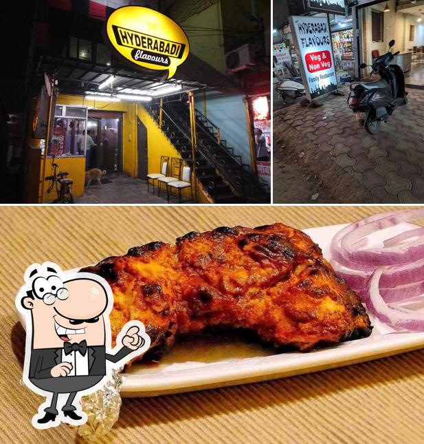 This is the picture displaying exterior and meat at Hyderabadi Flavours