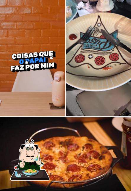 Esta é a ilustração mostrando comida e bebida a Famiglia da Pizza