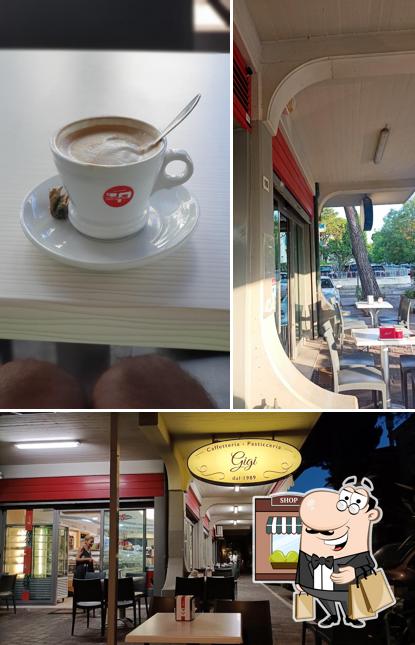 Tra le varie cose da Caffetteria Pasticceria Gigi si possono trovare la esterno e cibo