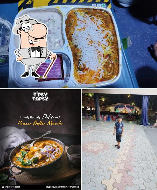The image of Tipsy Topsy’s exterior and food