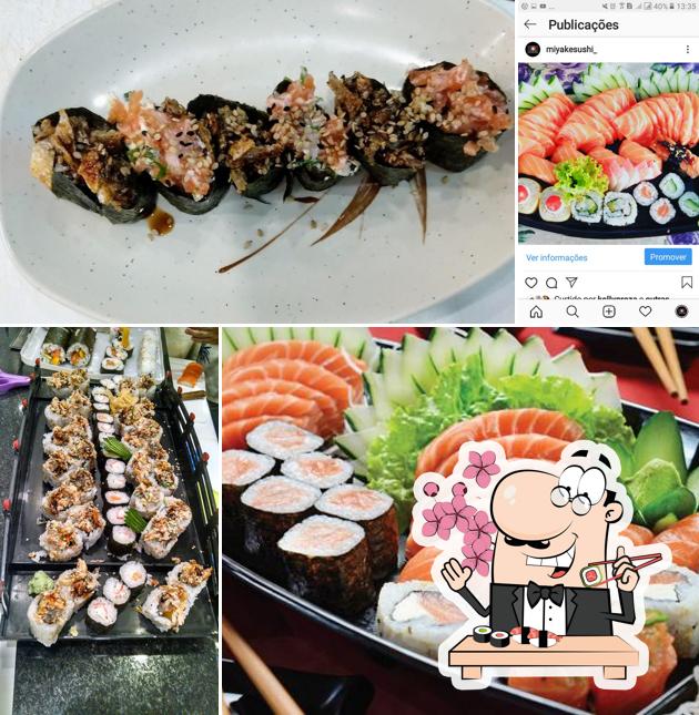 No Miyake Sushi - Restaurante, Buffet Em Domicílio E Cursos, você pode tentar sushi