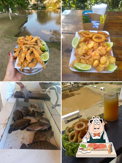 Peixe e fritas em Pesqueiro Recanto do Gilson